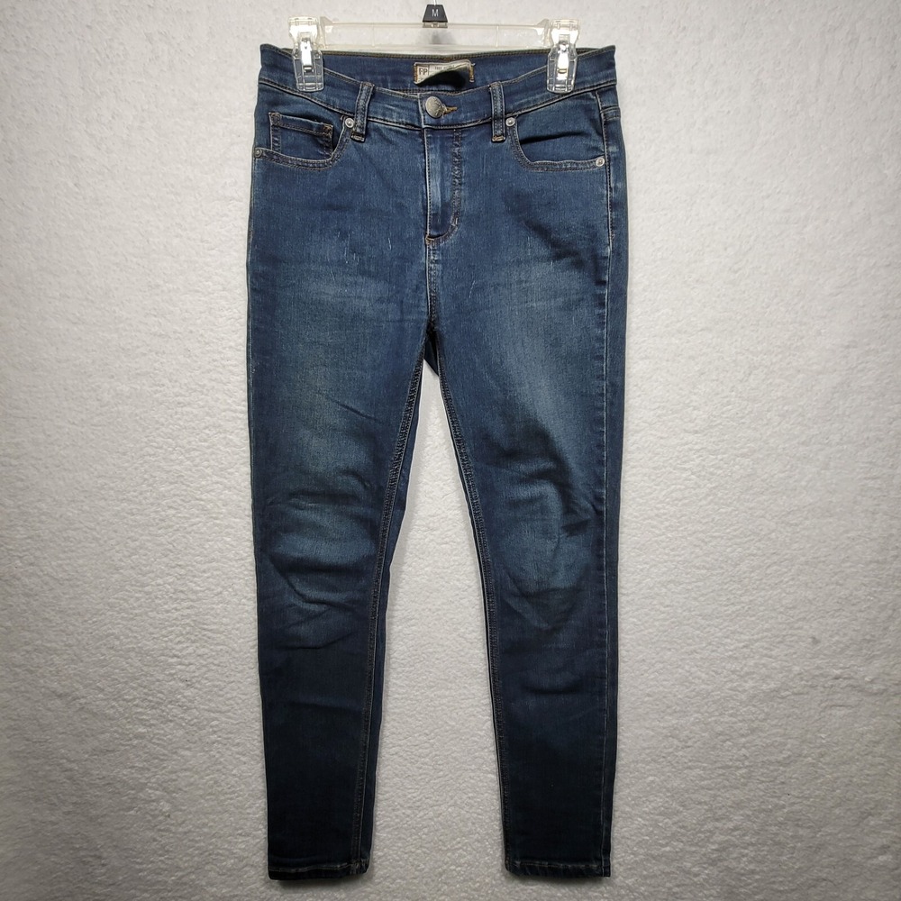 Free People  FP Skinny Leg Dark Wash Blue Denim Jeans Women's Size 26 Waist